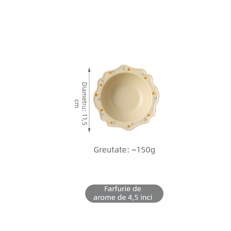 Set de veselă minimalist cu motive florale, farfurii și boluri neregulate, culori sub glazură, pentru uz casnic, stil Instagram