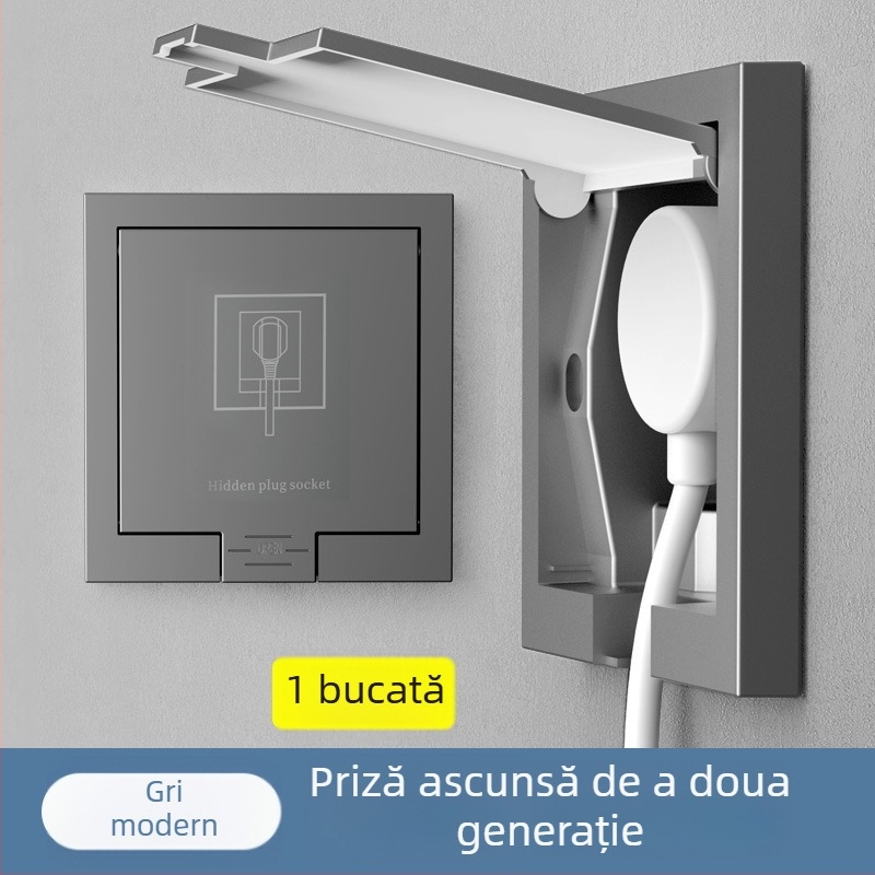 Priză încastrată ascunsă, tip 86, cu cinci contacte, pentru perete, panou impermeabil pentru frigider