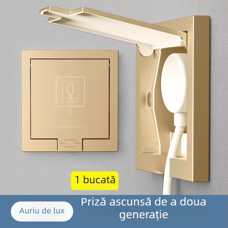 Priză încastrată ascunsă, tip 86, cu cinci contacte, pentru perete, panou impermeabil pentru frigider