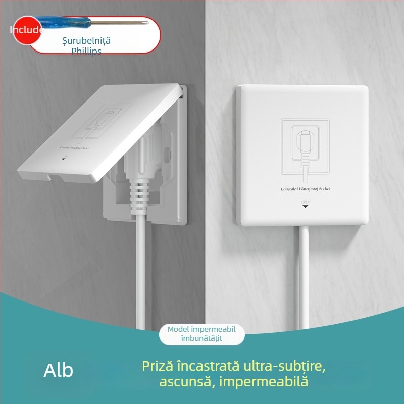 Priză încastrată ascunsă, tip 86, cu cinci contacte, pentru perete, panou impermeabil pentru frigider