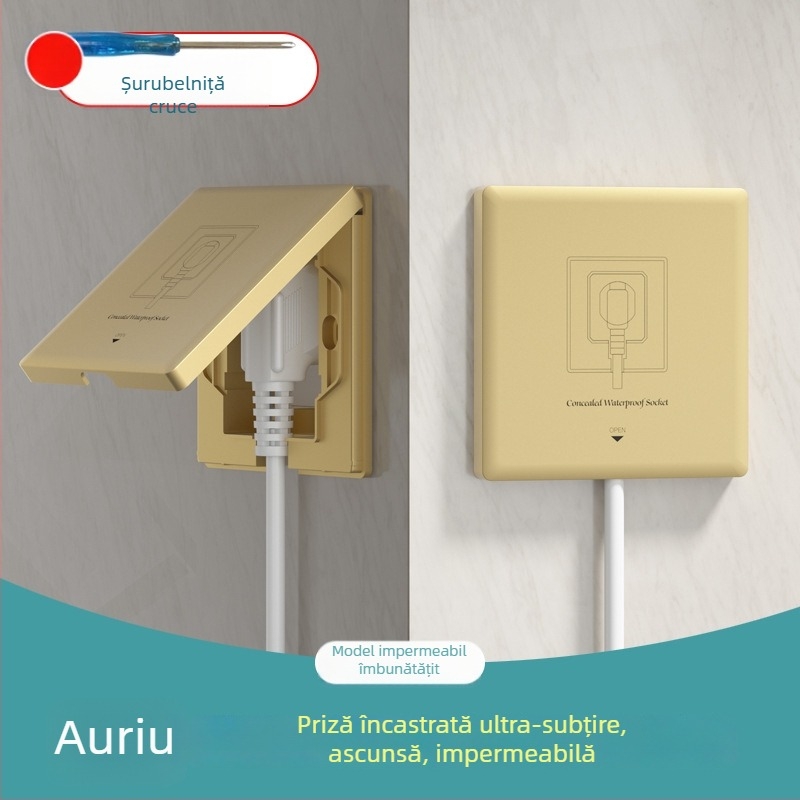 Priză încastrată ascunsă, tip 86, cu cinci contacte, pentru perete, panou impermeabil pentru frigider