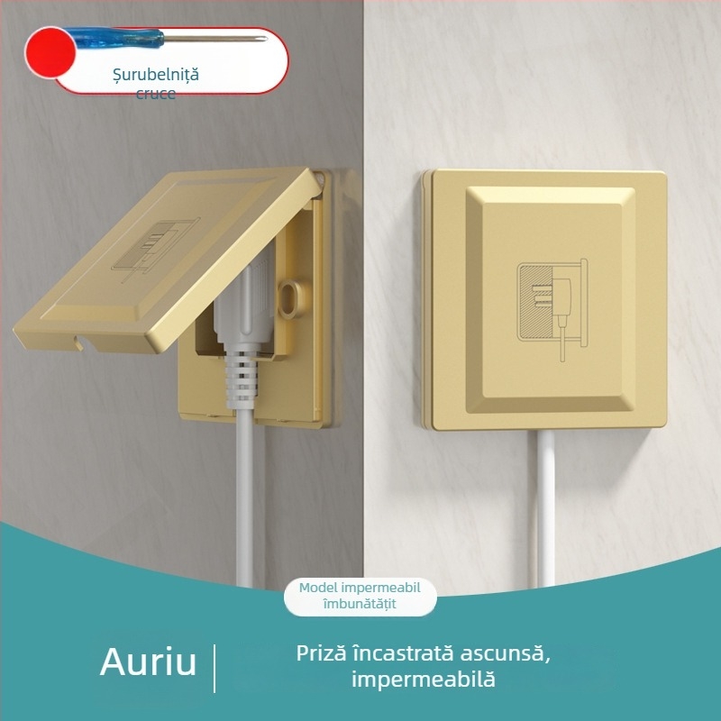 Priză încastrată ascunsă, tip 86, cu cinci contacte, pentru perete, panou impermeabil pentru frigider