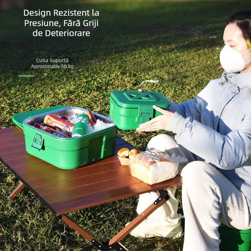Set din trei piese izolat, cu recipiente pătrate pentru utilizare în exterior, încălzire și răcire