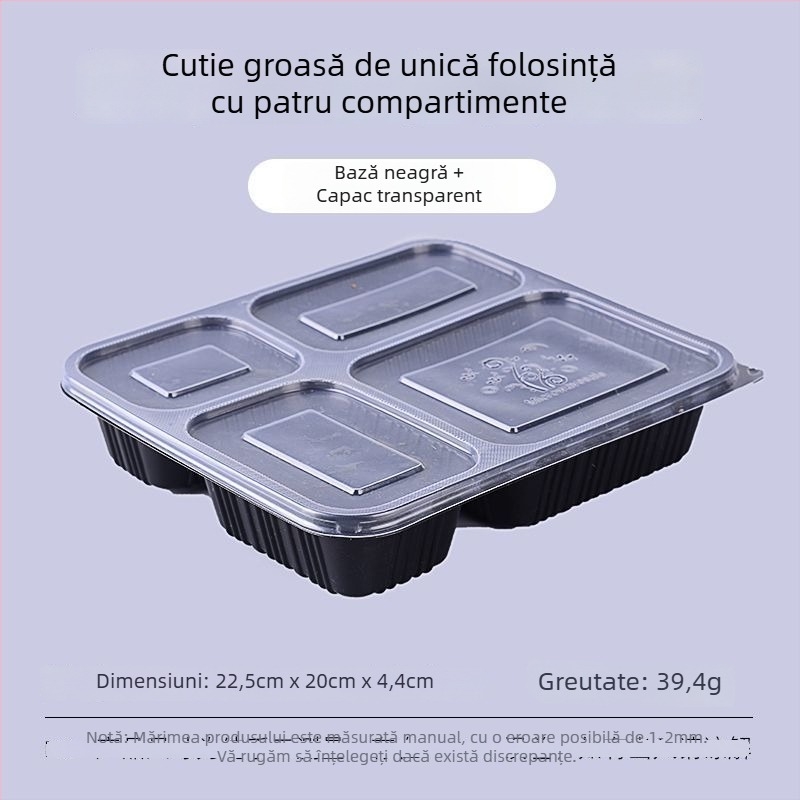 Cutie de prânz de unică folosință, cu patru până la șase compartimente, bol pentru supă, plastic îngroșat, ambalaj Bento pentru transport