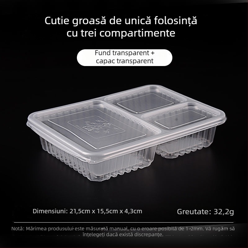 Cutie de prânz de unică folosință, cu patru până la șase compartimente, bol pentru supă, plastic îngroșat, ambalaj Bento pentru transport