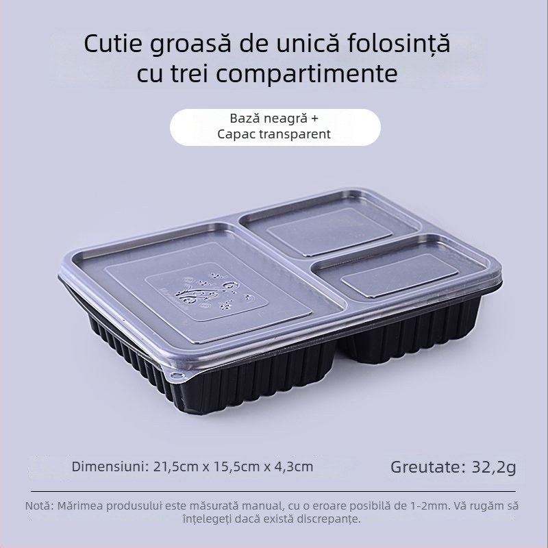 Cutie de prânz de unică folosință, cu patru până la șase compartimente, bol pentru supă, plastic îngroșat, ambalaj Bento pentru transport