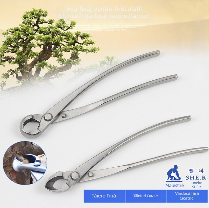 Foarfece de tăiere din oțel inoxidabil cu articulație cu bilă pentru bonsai – tăierea crengilor, rădăcinilor, frunzelor și mugurilor