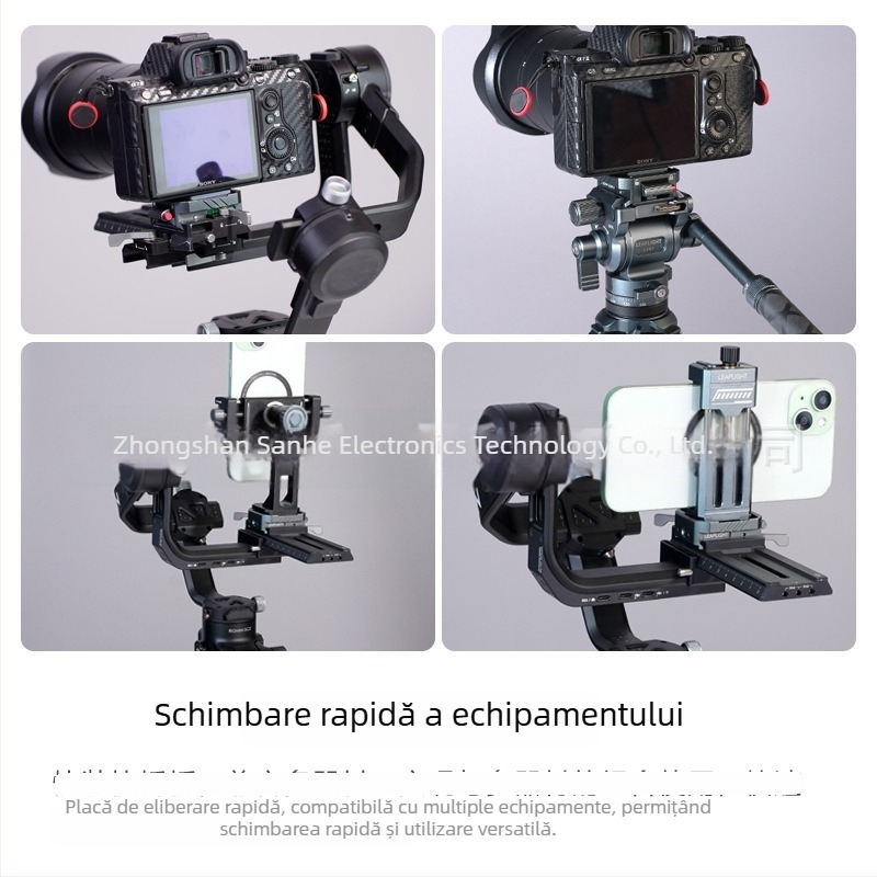 Placă de eliberare rapidă din metal pentru DSLR, sistem de eliberare rapidă compatibil cu stabilizatorul Zhiyun și capul de trepied