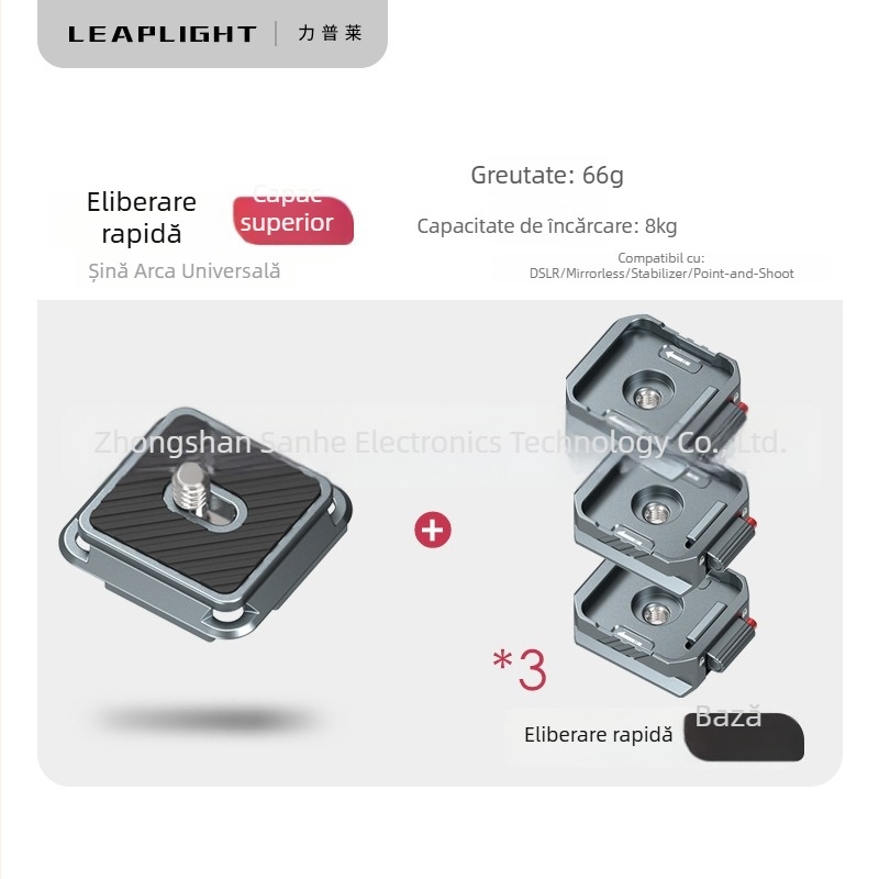 Placă de eliberare rapidă din metal pentru DSLR, sistem de eliberare rapidă compatibil cu stabilizatorul Zhiyun și capul de trepied