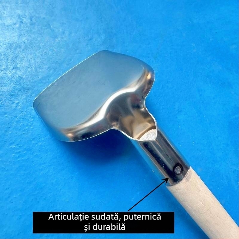 Spatulă din oțel inoxidabil îngroșată pentru gătit acasă, spatulă mare de bucătărie cu mâner din lemn, protecție împotriva arsurilor, stil tradițional