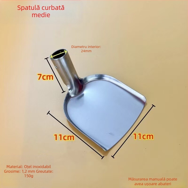Spatulă din oțel inoxidabil îngroșată pentru gătit acasă, spatulă mare de bucătărie cu mâner din lemn, protecție împotriva arsurilor, stil tradițional