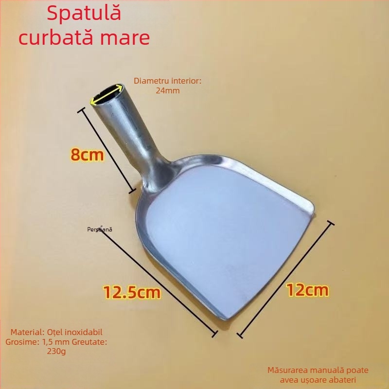 Spatulă din oțel inoxidabil îngroșată pentru gătit acasă, spatulă mare de bucătărie cu mâner din lemn, protecție împotriva arsurilor, stil tradițional