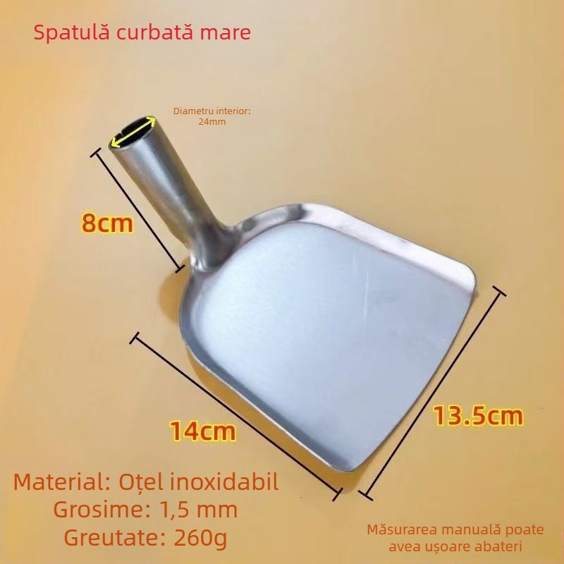 Spatulă din oțel inoxidabil îngroșată pentru gătit acasă, spatulă mare de bucătărie cu mâner din lemn, protecție împotriva arsurilor, stil tradițional