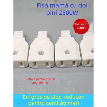 Prelungitor de alimentare din cupru pur, conform standardelor naționale, conector feminin cu două găuri, doi pini plati și priză de monitorizare a alimentării