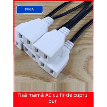 Prelungitor de alimentare din cupru pur, conform standardelor naționale, conector feminin cu două găuri, doi pini plati și priză de monitorizare a alimentării