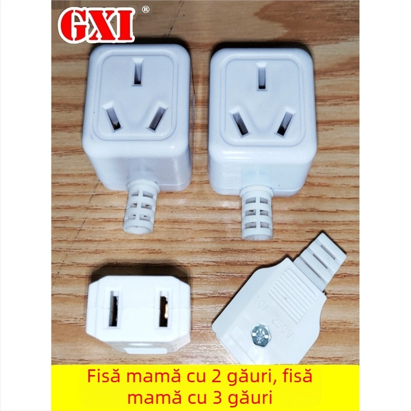 Prelungitor de alimentare din cupru pur, conform standardelor naționale, conector feminin cu două găuri, doi pini plati și priză de monitorizare a alimentării