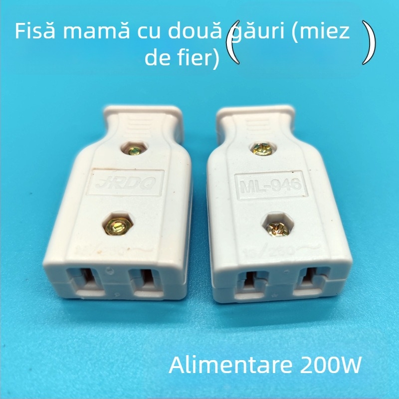Prelungitor de alimentare din cupru pur, conform standardelor naționale, conector feminin cu două găuri, doi pini plati și priză de monitorizare a alimentării