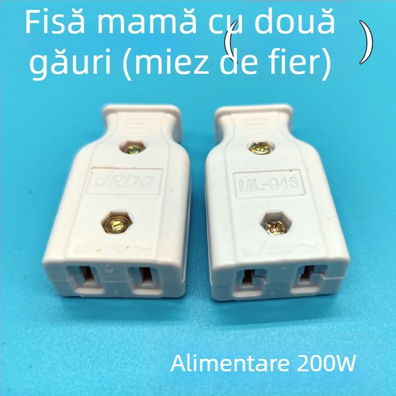 Prelungitor de alimentare din cupru pur, conform standardelor naționale, conector feminin cu două găuri, doi pini plati și priză de monitorizare a alimentării