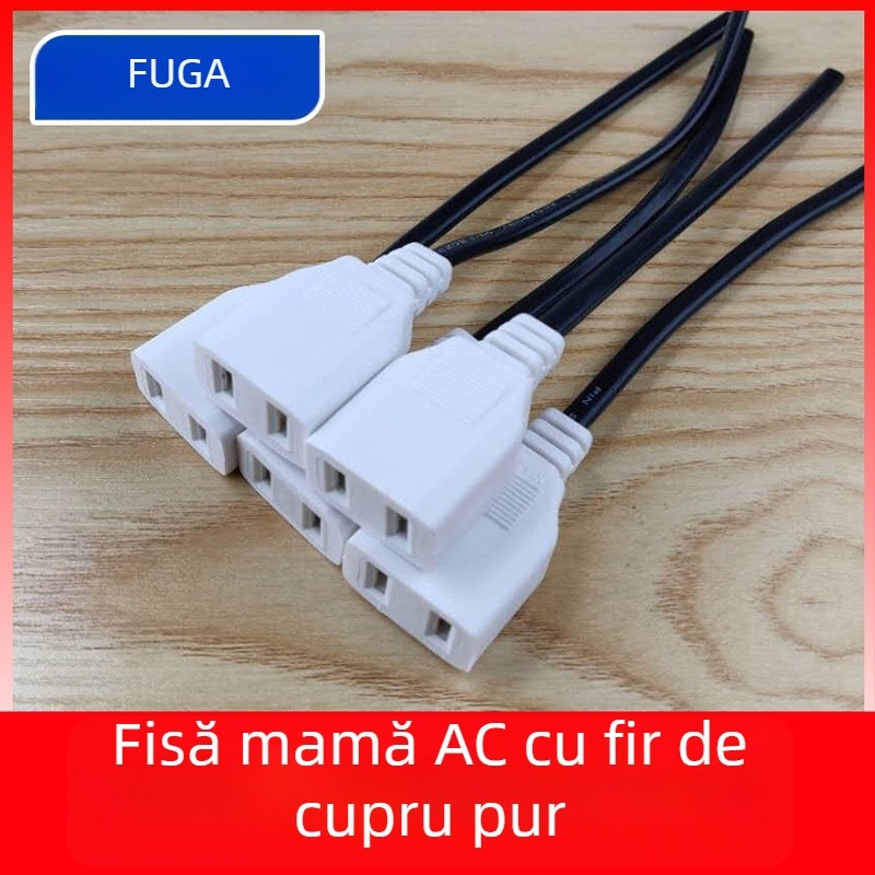 Prelungitor de alimentare din cupru pur, conform standardelor naționale, conector feminin cu două găuri, doi pini plati și priză de monitorizare a alimentării