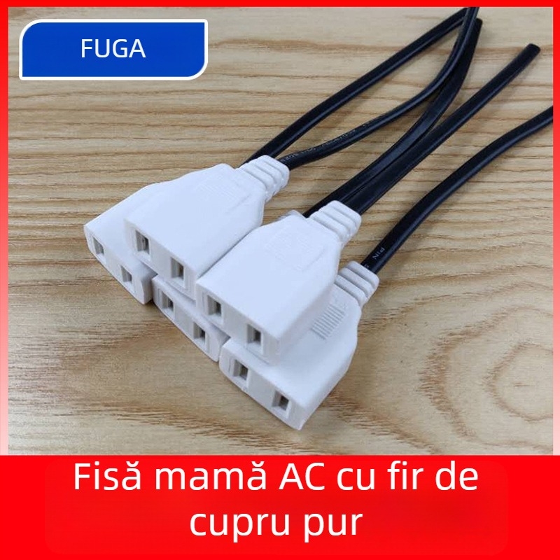 Prelungitor de alimentare din cupru pur, conform standardelor naționale, conector feminin cu două găuri, doi pini plati și priză de monitorizare a alimentării