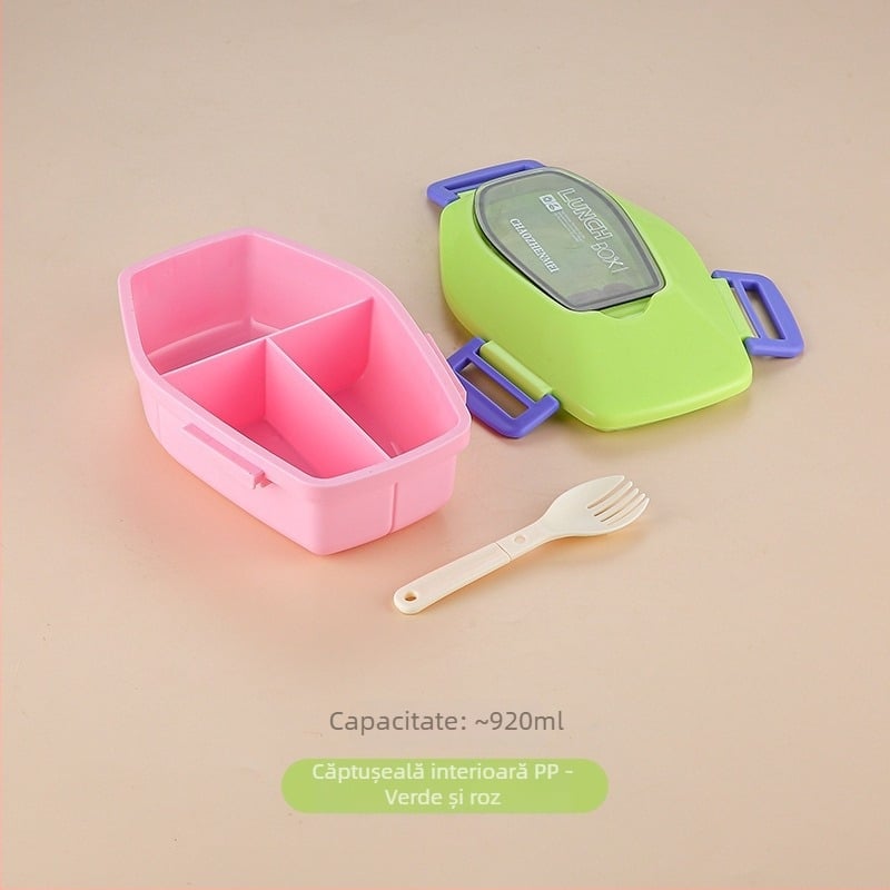 Cutie de prânz din oțel inoxidabil, compartimentată, de calitate alimentară, portabilă pentru școală și serviciu, menține alimentele proaspete