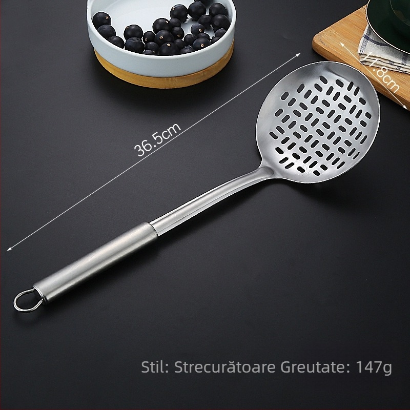 Set de spatule din oțel inoxidabil 430 – spatule pentru prăjit, lingură, strecurător mare, mâner gros, set complet