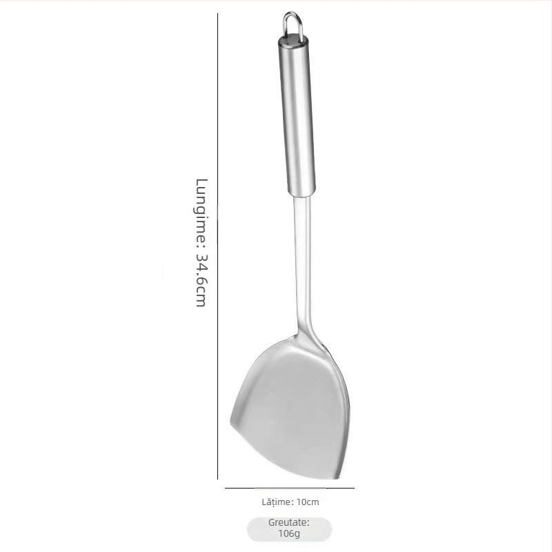 Set de spatule din oțel inoxidabil 430 – spatule pentru prăjit, lingură, strecurător mare, mâner gros, set complet