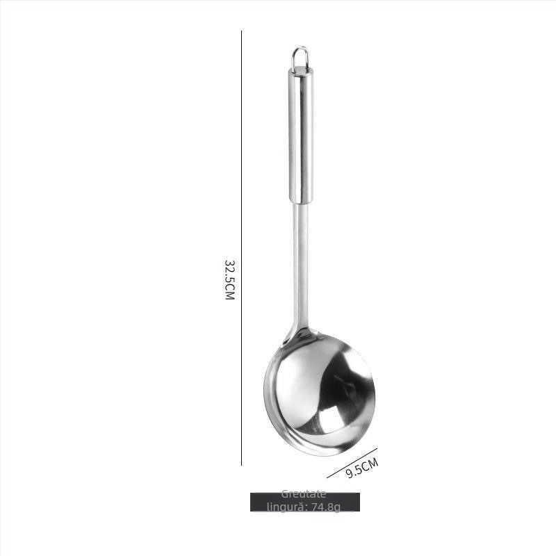 Set de spatule din oțel inoxidabil 430 – spatule pentru prăjit, lingură, strecurător mare, mâner gros, set complet
