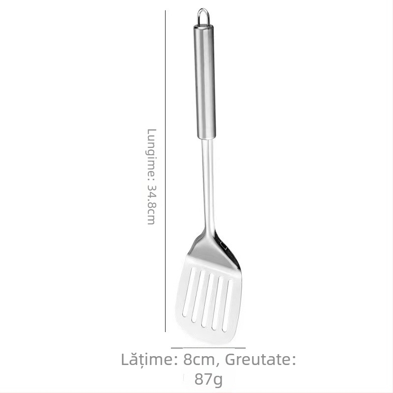Set de spatule din oțel inoxidabil 430 – spatule pentru prăjit, lingură, strecurător mare, mâner gros, set complet