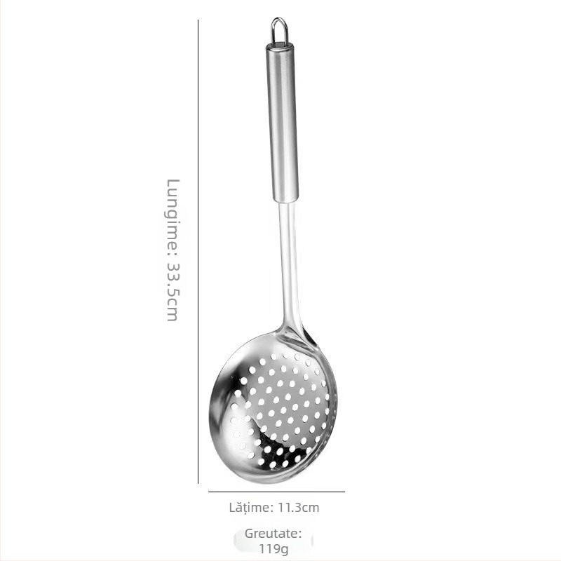 Set de spatule din oțel inoxidabil 430 – spatule pentru prăjit, lingură, strecurător mare, mâner gros, set complet