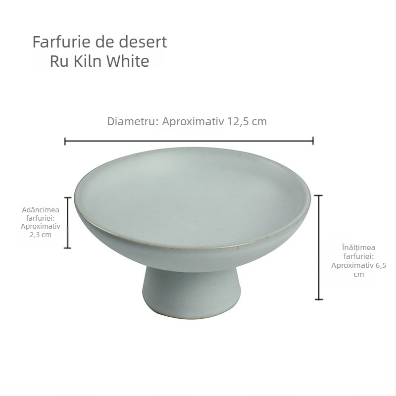 Farfurie de fructe cu picior înalt din porțelan, farfurie ceramică japoneză pentru ceai, farfurie rotundă creativă pentru gustări