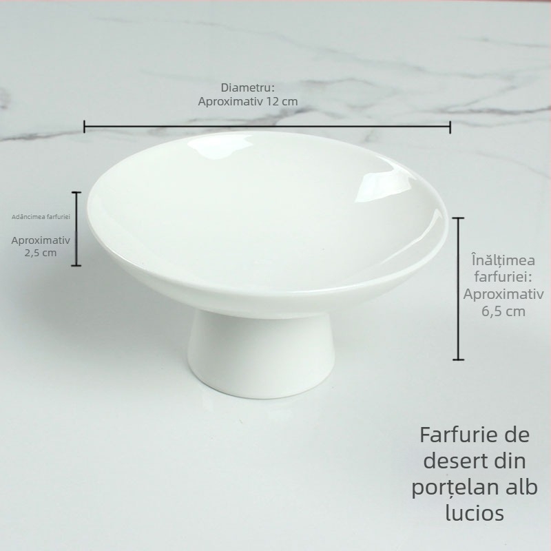Farfurie de fructe cu picior înalt din porțelan, farfurie ceramică japoneză pentru ceai, farfurie rotundă creativă pentru gustări