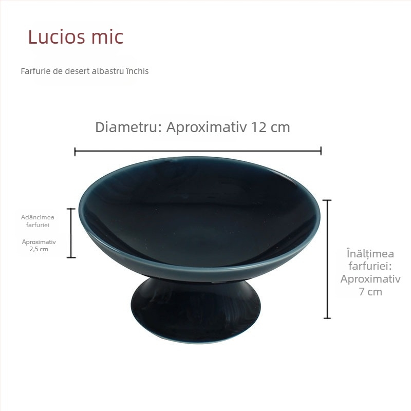 Farfurie de fructe cu picior înalt din porțelan, farfurie ceramică japoneză pentru ceai, farfurie rotundă creativă pentru gustări