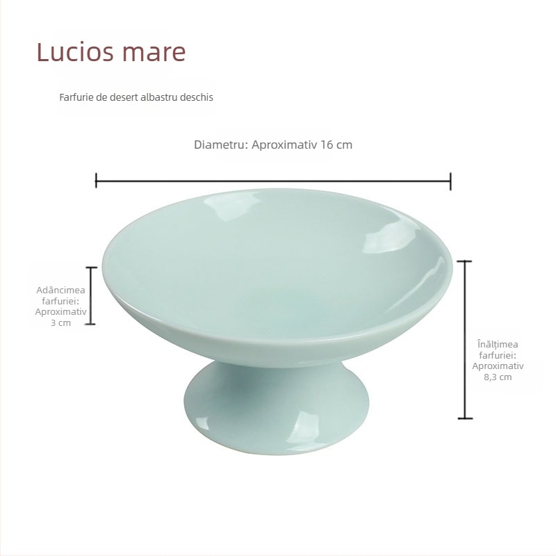 Farfurie de fructe cu picior înalt din porțelan, farfurie ceramică japoneză pentru ceai, farfurie rotundă creativă pentru gustări