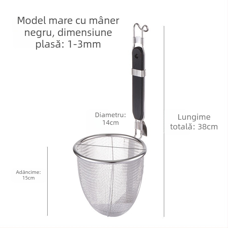 Filtru din oțel inoxidabil pentru bucătărie — coș mare de strecurare pentru paste și tăiței