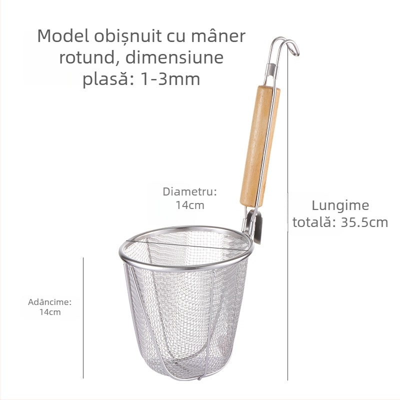 Filtru din oțel inoxidabil pentru bucătărie — coș mare de strecurare pentru paste și tăiței