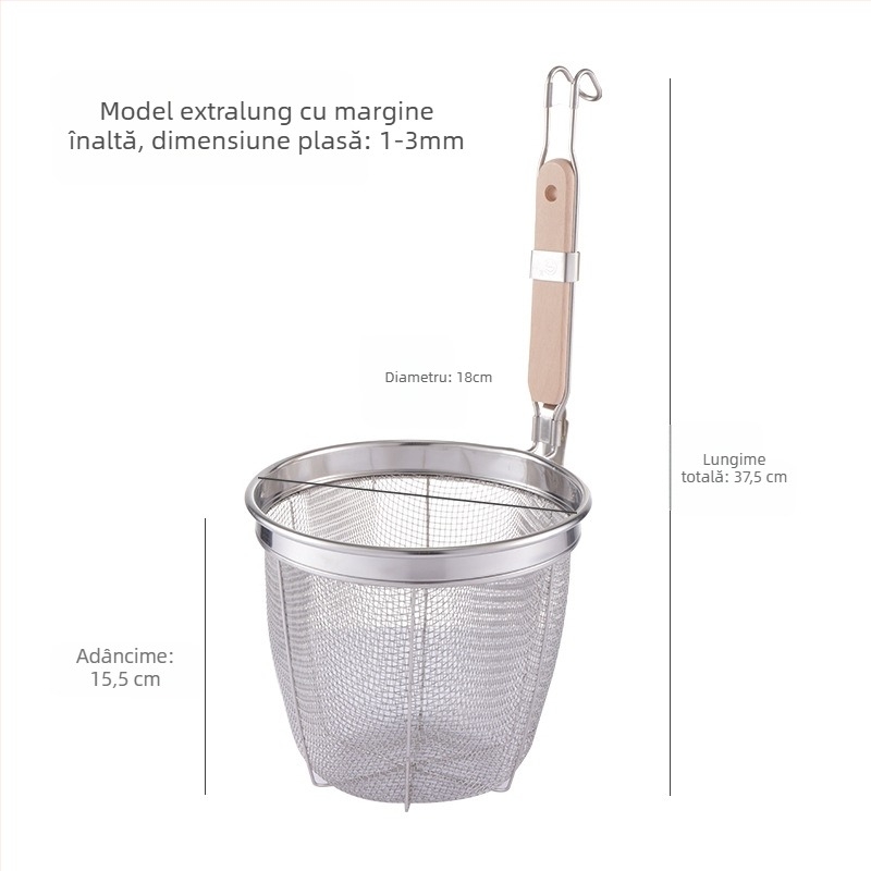 Filtru din oțel inoxidabil pentru bucătărie — coș mare de strecurare pentru paste și tăiței
