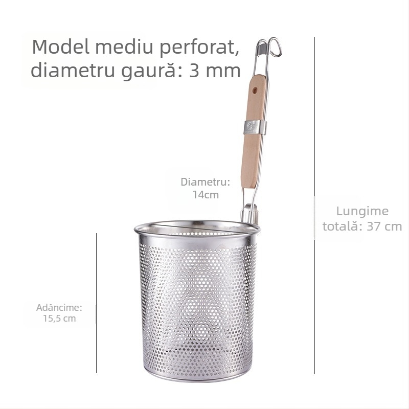Filtru din oțel inoxidabil pentru bucătărie — coș mare de strecurare pentru paste și tăiței