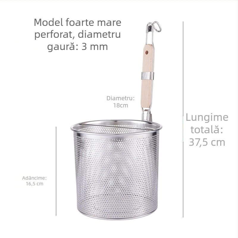 Filtru din oțel inoxidabil pentru bucătărie — coș mare de strecurare pentru paste și tăiței