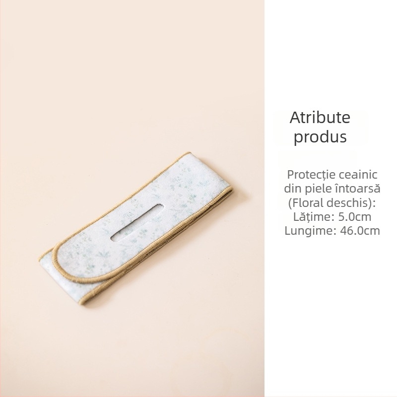 Sitaozhai bandă de protecție din piele întoarsă pentru ceainic și bol, accesorii textile pentru ceai, pentru drumeții în aer liber