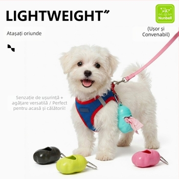 Dispenser portabil pentru pungi de gunoi pentru animale, cu temă pinguin, separator pentru pungile de pisică și câine, breloc, material PE