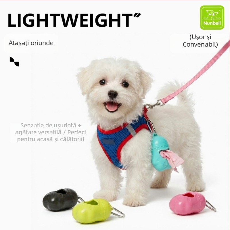 Dispenser portabil pentru pungi de gunoi pentru animale, cu temă pinguin, separator pentru pungile de pisică și câine, breloc, material PE