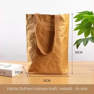 Geantă de hârtie Dupont cu logo personalizat, stil retro, rezistentă la apă, din hârtie Kraft, sacoșă ecologică de cumpărături