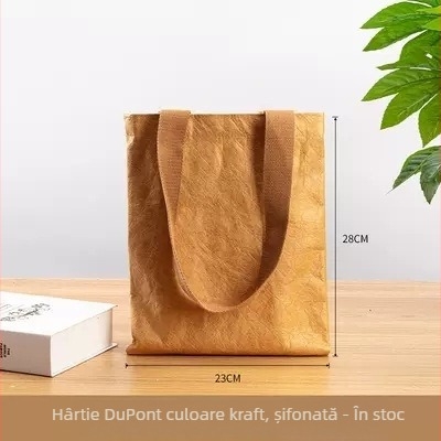 Geantă de hârtie Dupont cu logo personalizat, stil retro, rezistentă la apă, din hârtie Kraft, sacoșă ecologică de cumpărături