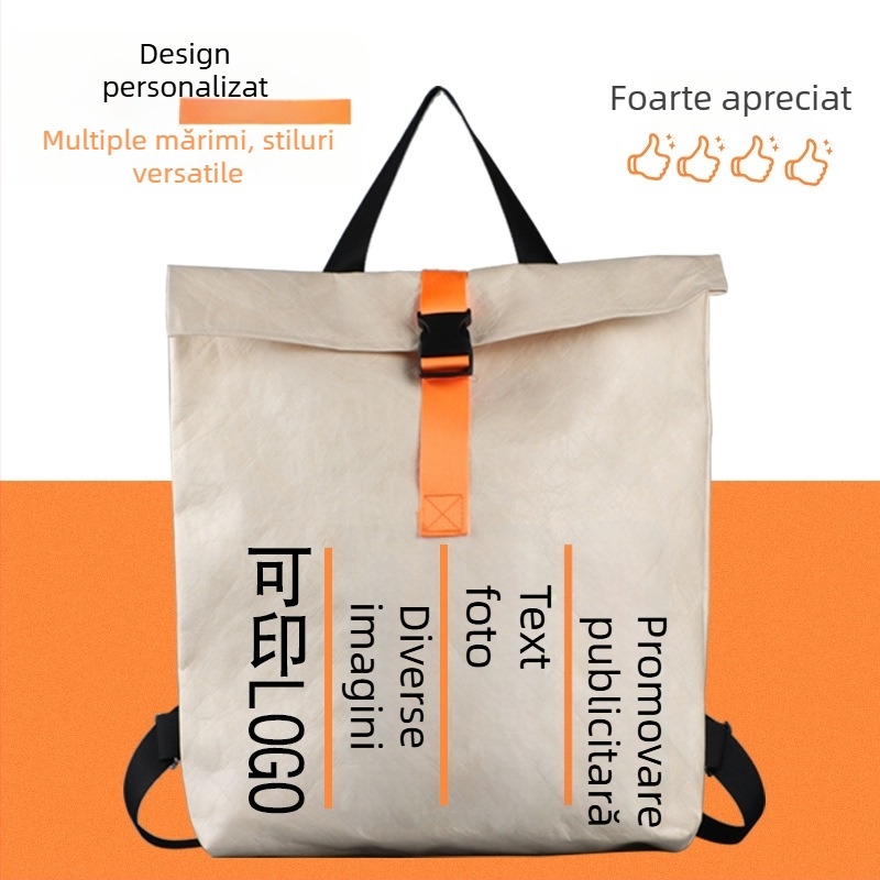Geantă de hârtie Dupont cu logo personalizat, stil retro, rezistentă la apă, din hârtie Kraft, sacoșă ecologică de cumpărături