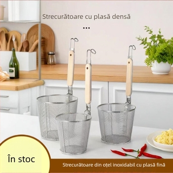 Colander din oțel inoxidabil pentru Malatang, coș pentru tăiței, filtru, coș de ulei, mâner anti-derapare, cârlige duble, rezistent la căldură