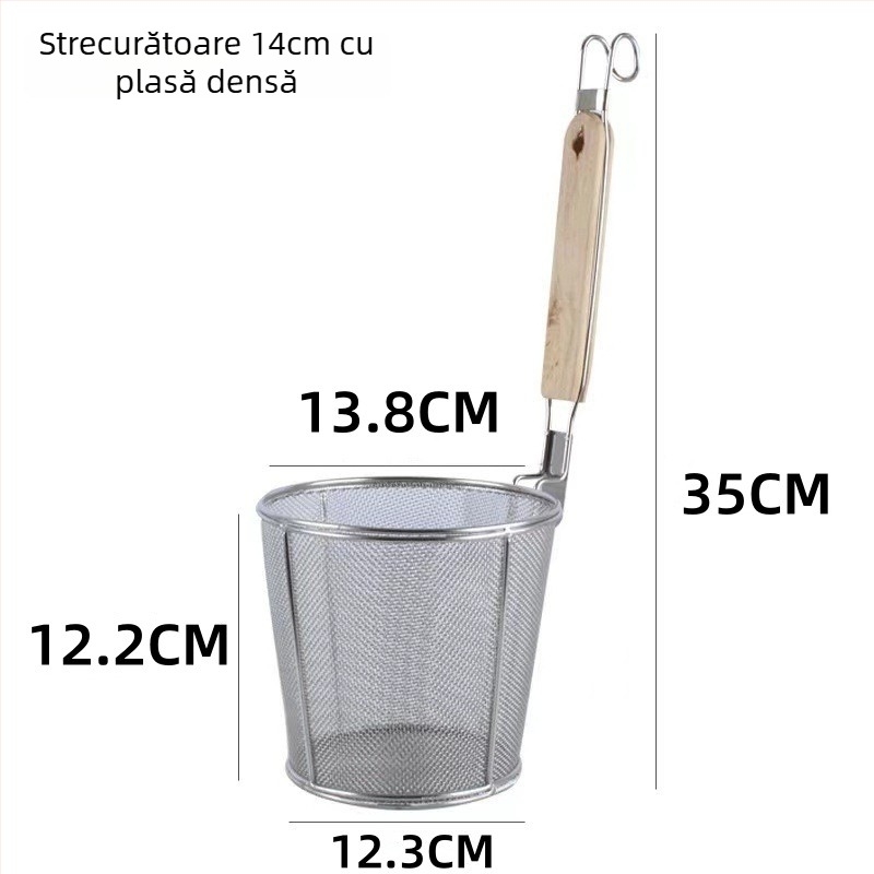 Colander din oțel inoxidabil pentru Malatang, coș pentru tăiței, filtru, coș de ulei, mâner anti-derapare, cârlige duble, rezistent la căldură