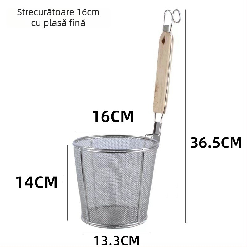 Colander din oțel inoxidabil pentru Malatang, coș pentru tăiței, filtru, coș de ulei, mâner anti-derapare, cârlige duble, rezistent la căldură
