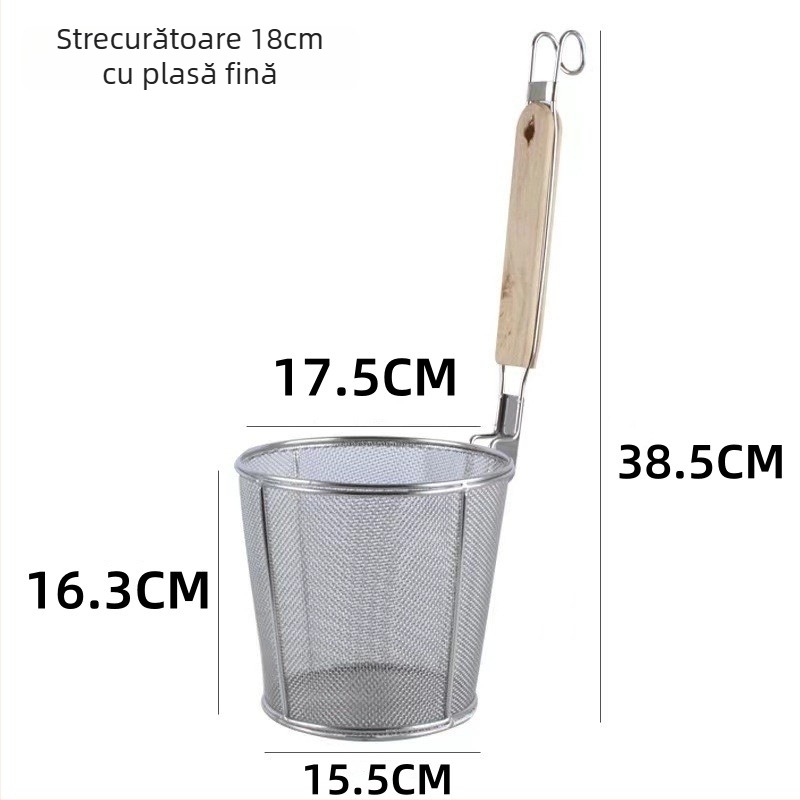 Colander din oțel inoxidabil pentru Malatang, coș pentru tăiței, filtru, coș de ulei, mâner anti-derapare, cârlige duble, rezistent la căldură