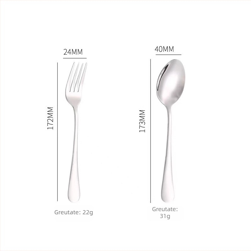 Set tacâmuri din oțel inoxidabil: furculiță și lingură, 410 oțel, finisaj oglindă, portabil, 2 piese, culori roz, albastru, verde